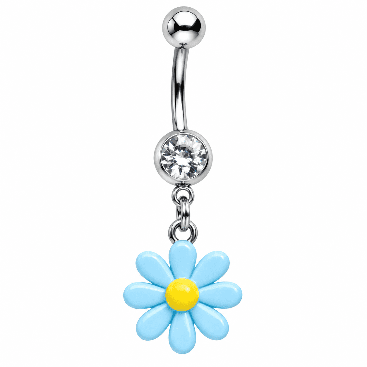 Baby Blue Daisy Dangle Belly Ring 🌼🩵