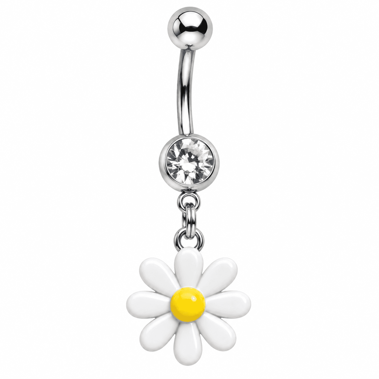White Daisy Dangle Belly Ring 🌼🤍