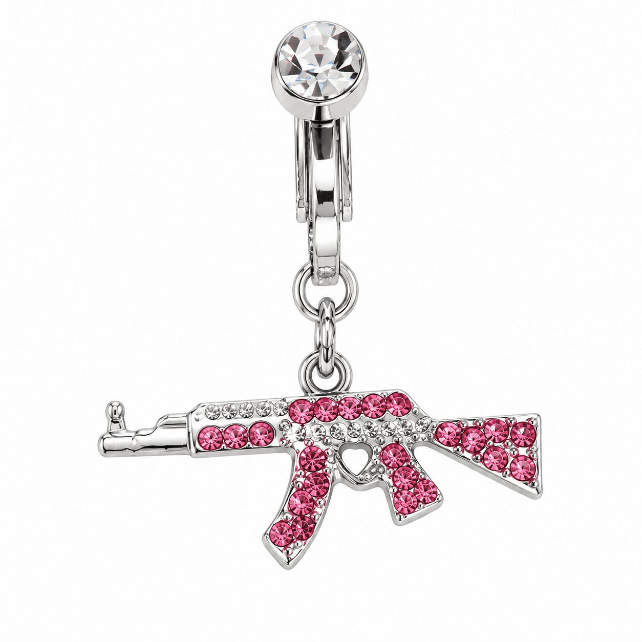 Pink Bling Rifle Clip-On Belly Ring π©·β¨