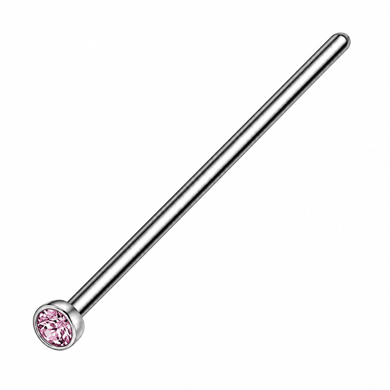 Silver Pink CZ Bend-to-Fit Nose Pin