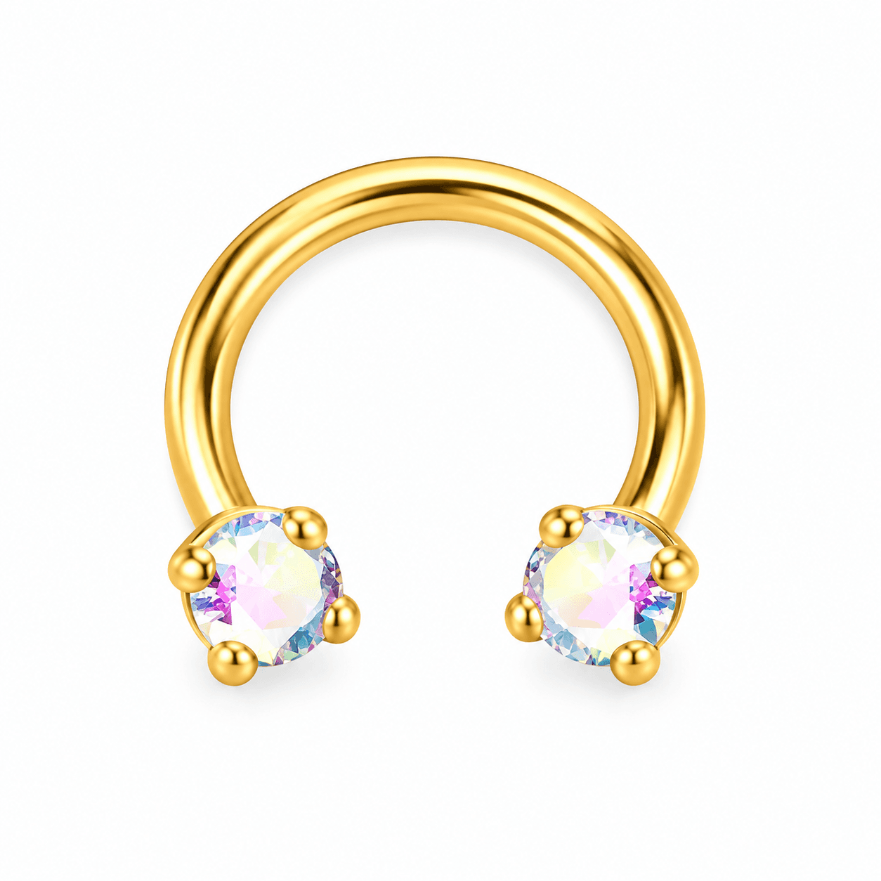 Gold Iridescent Crystal Circular Barbell ๐โจ