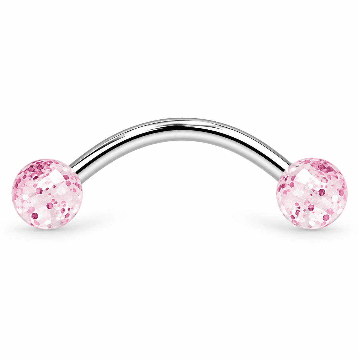 Pink Glitter Snake Eyes Curved Barbell