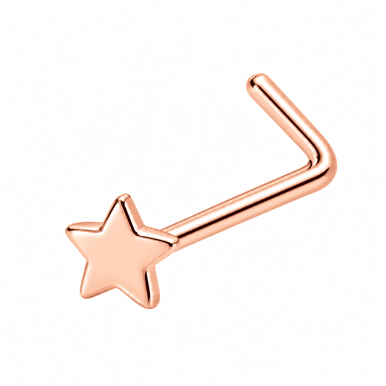 Rose Gold Star L-Shaped Nose Stud
