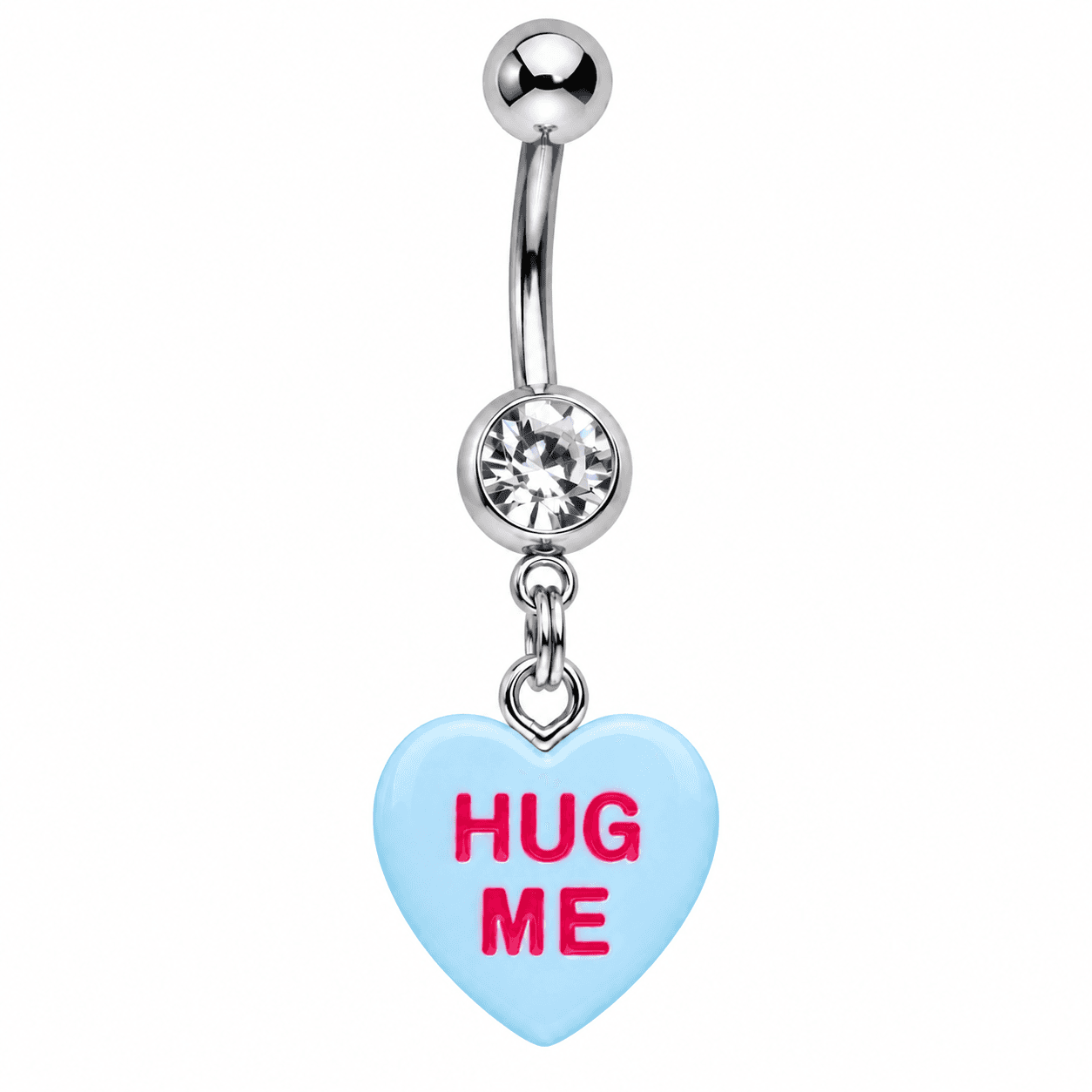 Light Blue βHug Meβ Heart Dangle Belly Ring π©΅