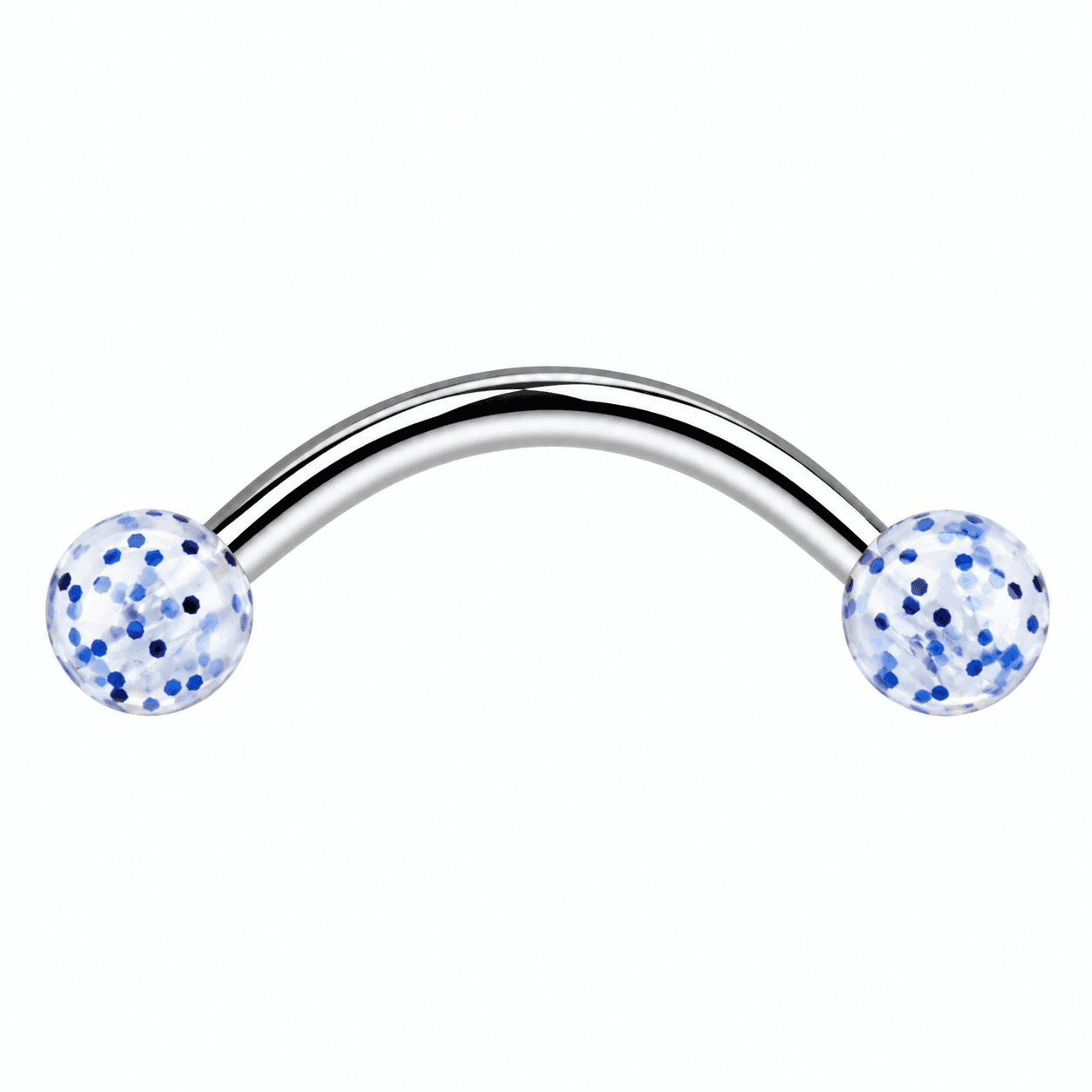 Blue Glitter Snake Eyes Curved Barbell