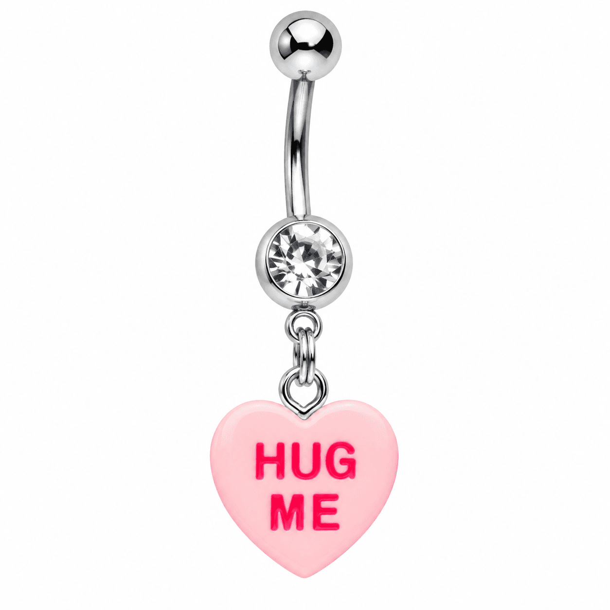 Peach βHug Meβ Heart Dangle Belly Ring π©·