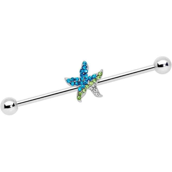 Blue Crystal Starfish Industrial Barbell ββ¨