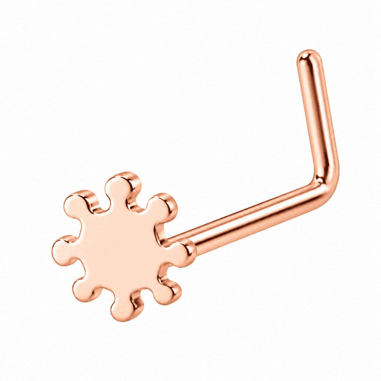 Rose Gold Splash L-Shaped Nose Stud