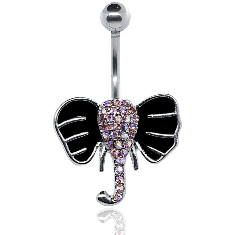 Black Crystal Elephant Belly Ring πβ¨