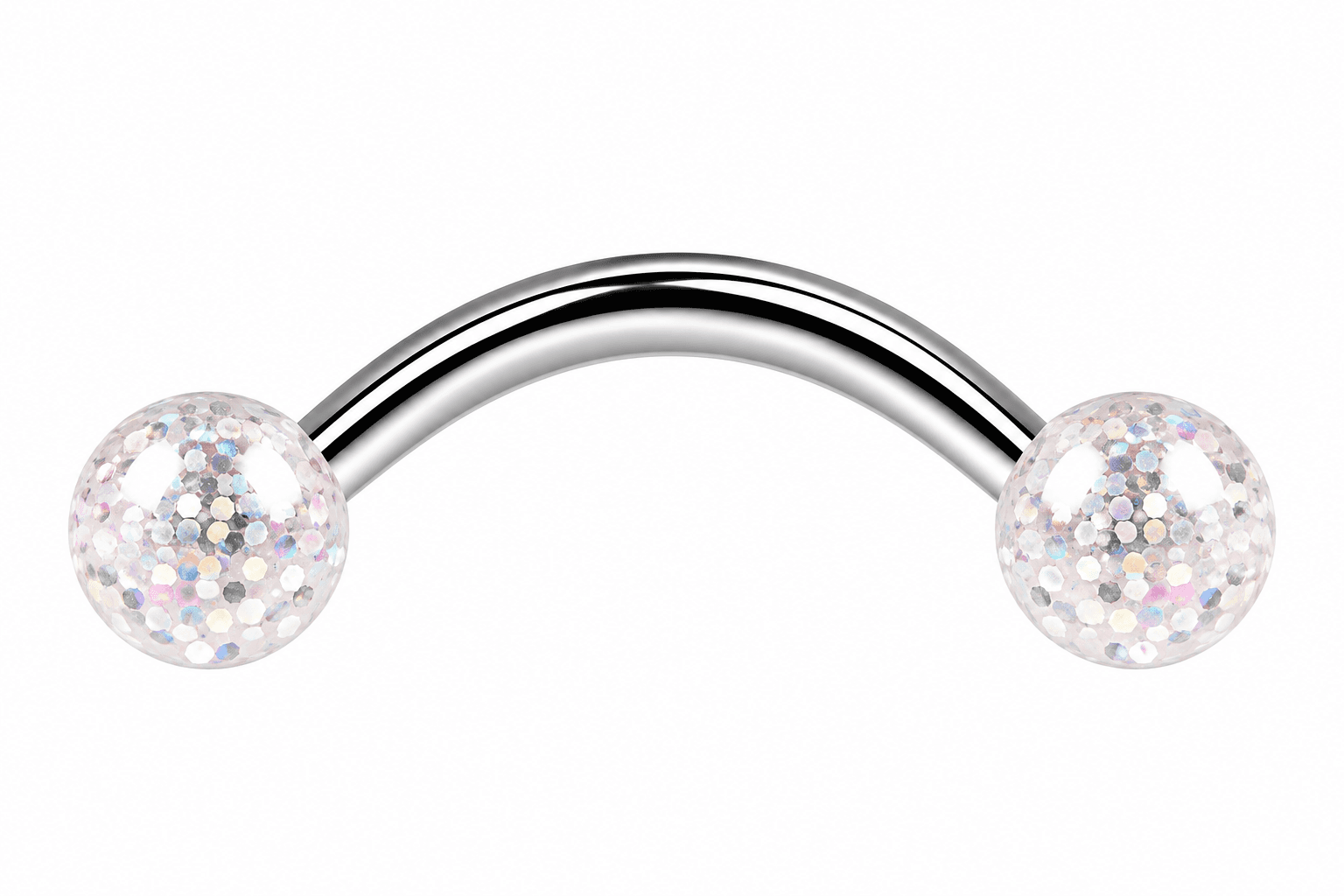 Clear Glitter Snake Eyes Curved Barbell