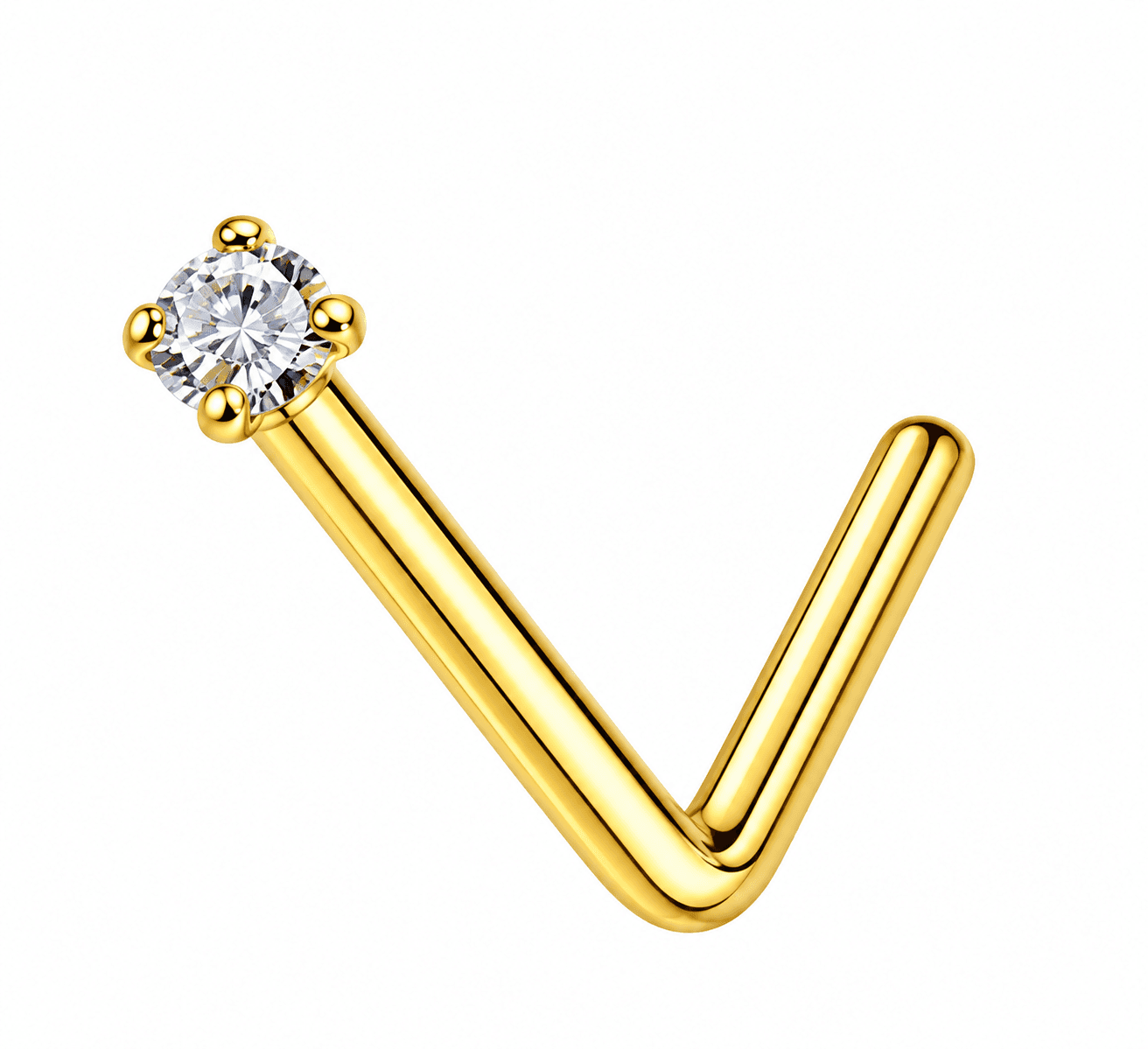 Gold Crystal L-Bend Nose Stud β¨