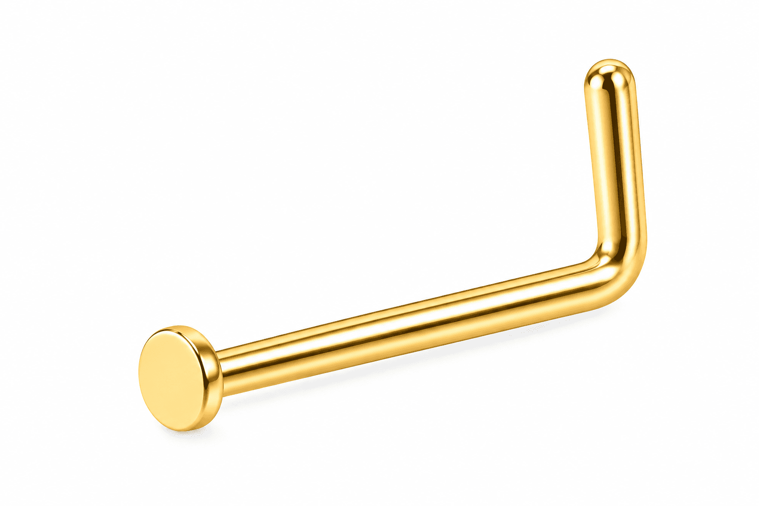 Gold Flat Top L-Shaped Nose Stud