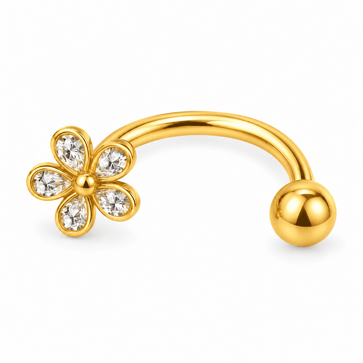 Gold Crystal Daisy Curved Nose RingπΌβ¨