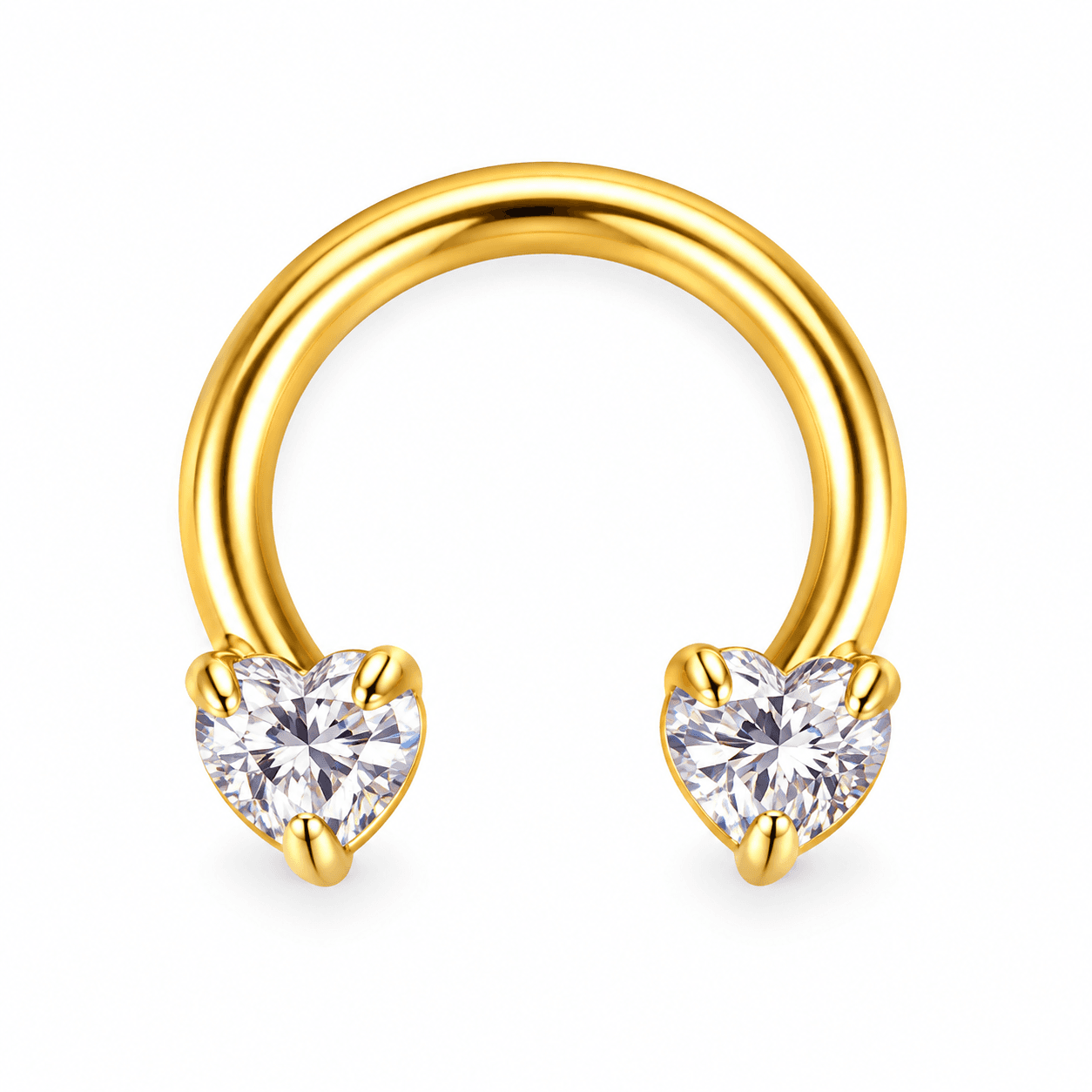 Gold Heart Crystal Circular Barbell ๐คโจ