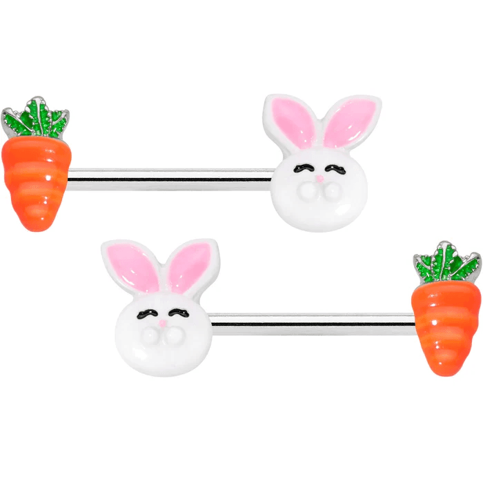 Bunny & Carrot Nipple Rings 🐰🥕✨
