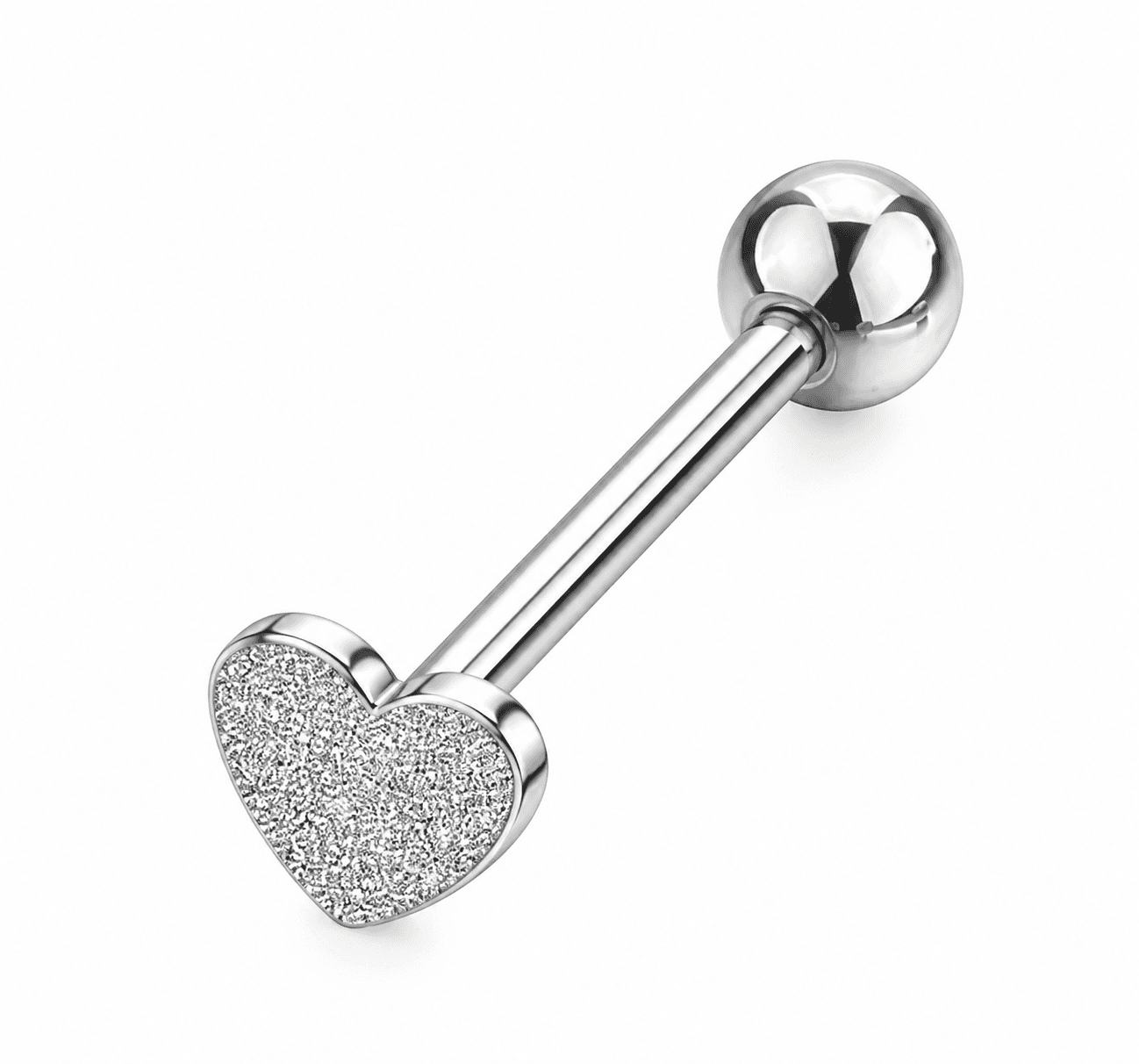 Silver Sandblast Heart Tongue Barbell ๐ค