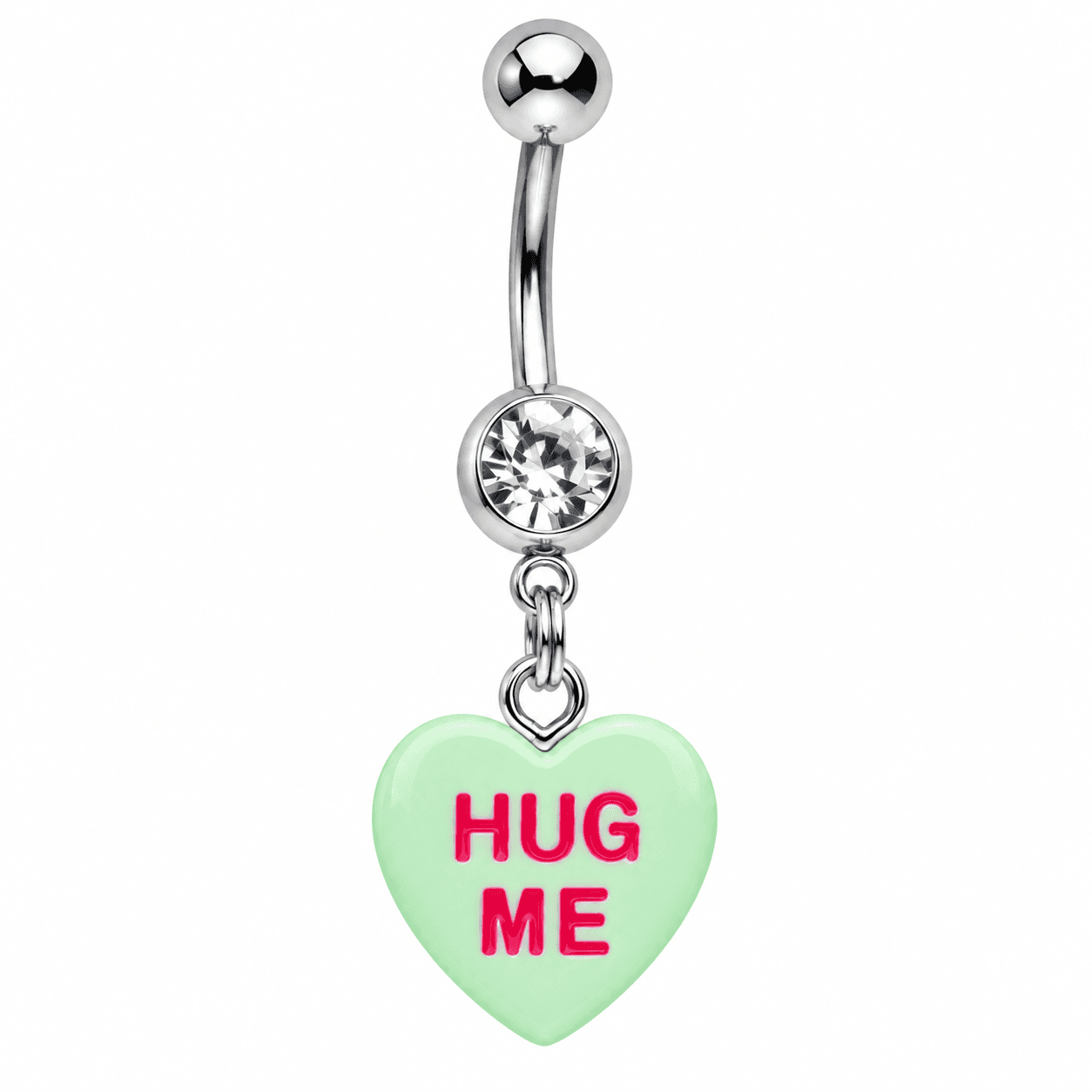 Light Green βHug Meβ Heart Dangle Belly Ring π