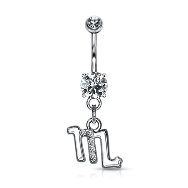 Silver Scorpio Zodiac Dangle Belly Ring ββ¨