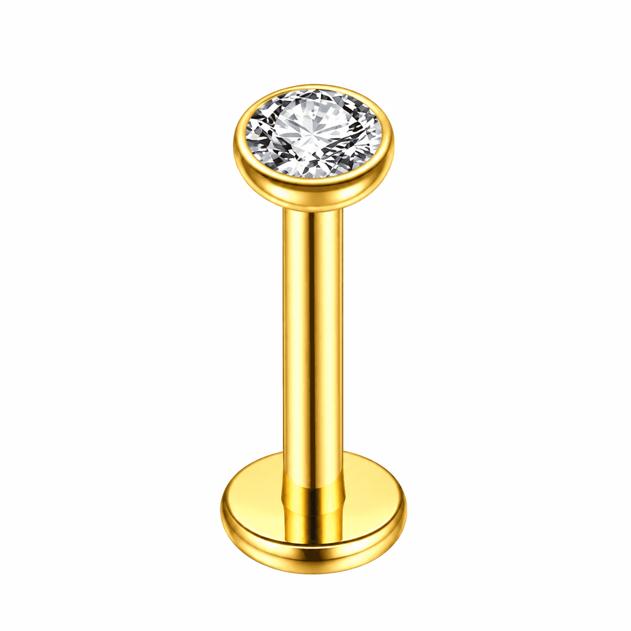 Gold Crystal Push-Pin Flat Back Labret