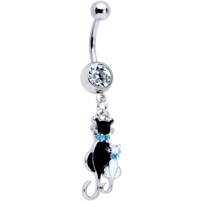 Black Cat Duo Dangle Belly Ring 🐈⬛🐈