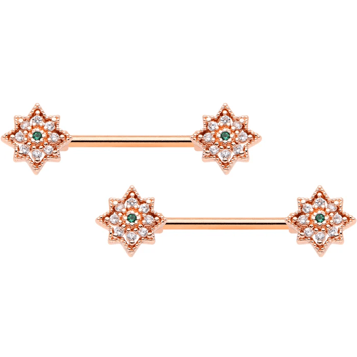 Rose Gold Crystal Star Nipple Rings ✨