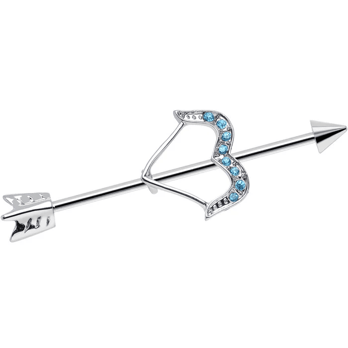 Blue Crystal Bow & Arrow Industrial Barbell πΉβ¨