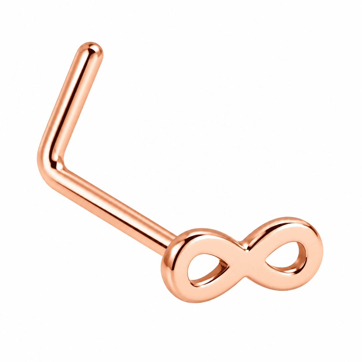 Rose Gold Infinity L-Shaped Nose Stud