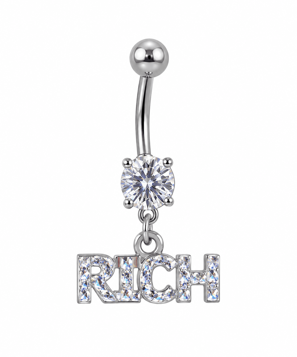 Silver RICH Acrylic Dangle Belly Ring