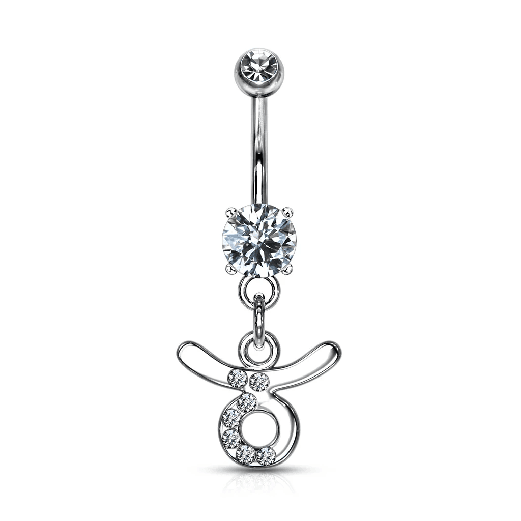 Silver Taurus Zodiac Dangle Belly Ring ββ¨