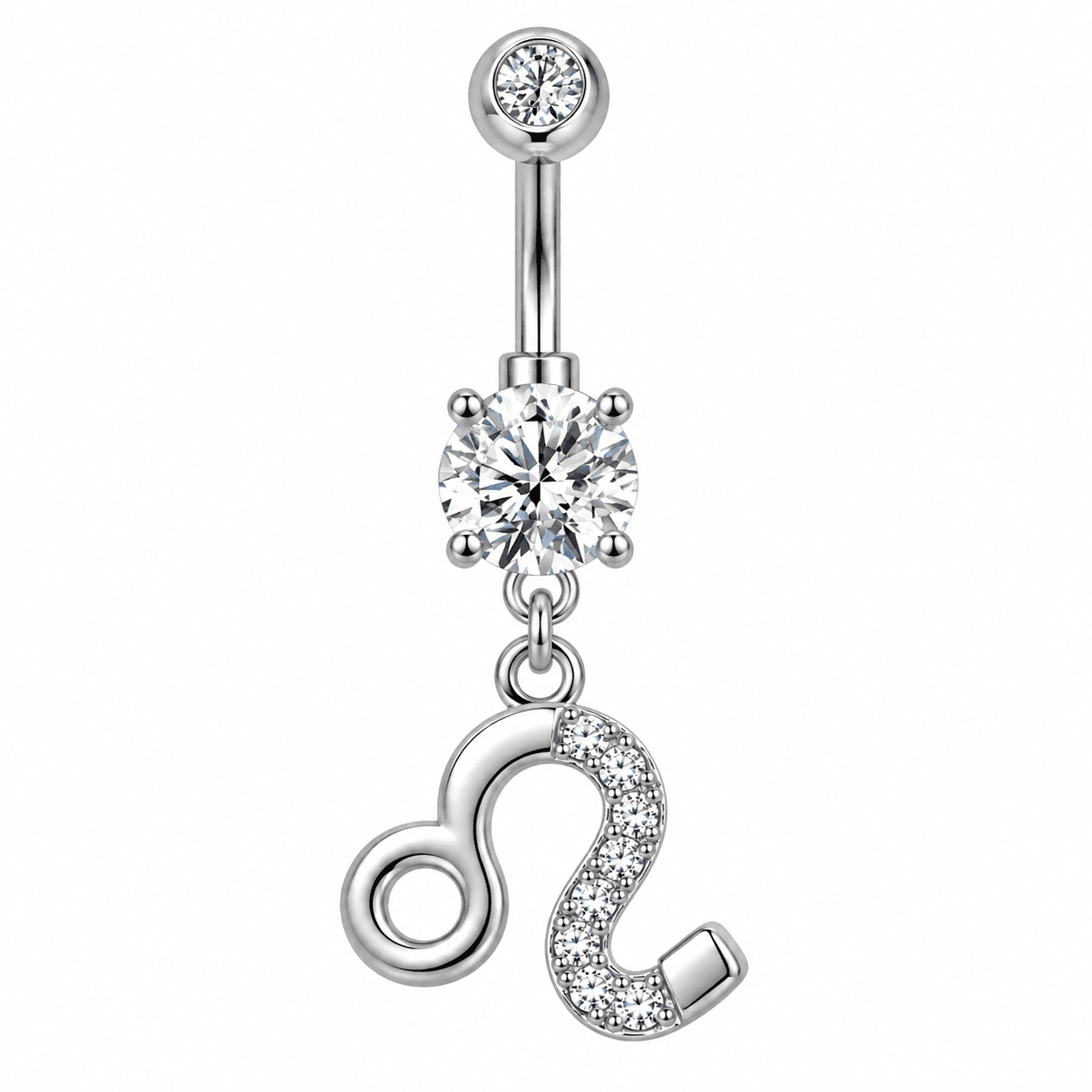 Silver Leo Zodiac Dangle Belly Ring ββ¨