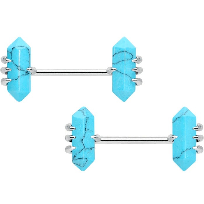 Silver Claw Turquoise Nipple Rings 💎✨