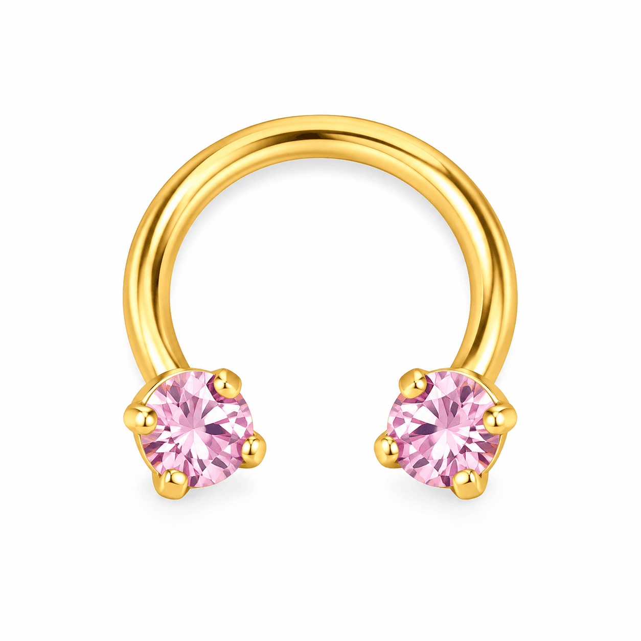 Gold Pink Crystal Circular Barbell ๐โจ
