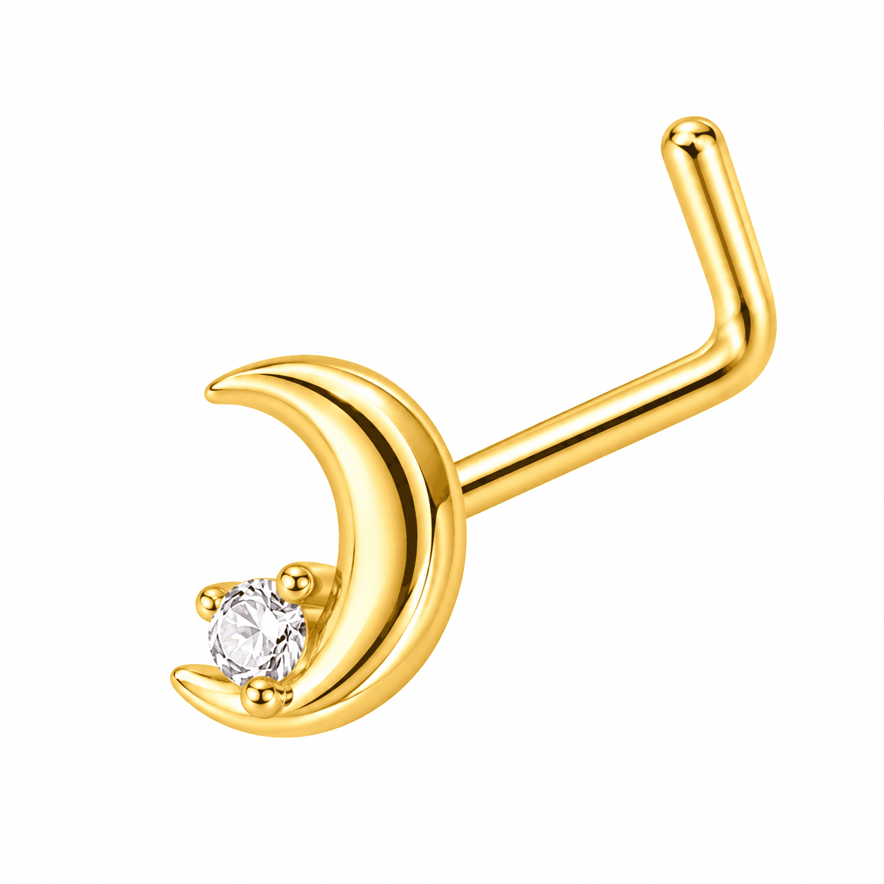Gold Crescent Moon Nose Stud