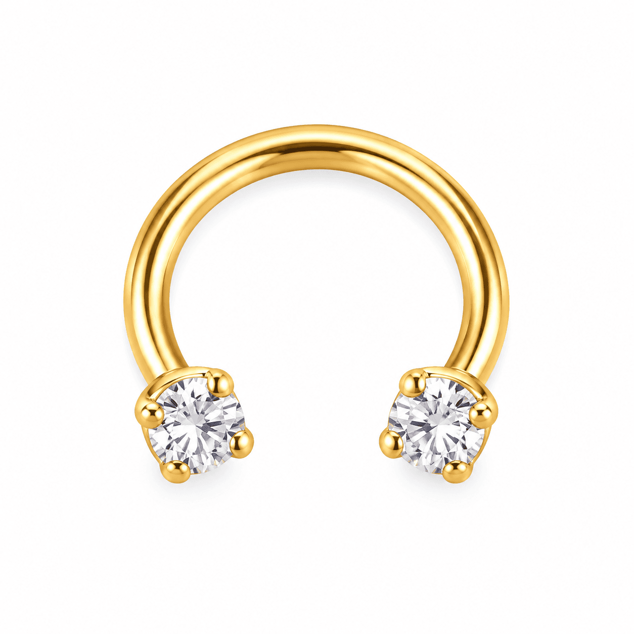 Gold Double Crystal Circular Barbell