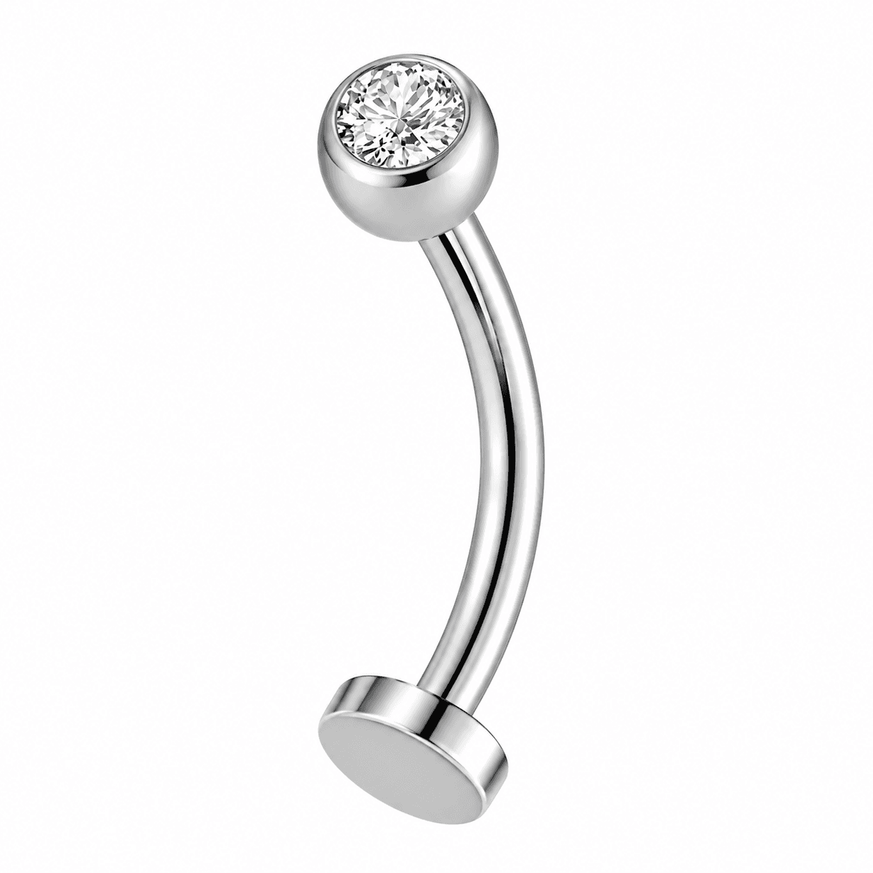 12mm Silver Crystal Titanium Floating Navel Ring